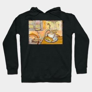 Cream Electra Town bicycle with cappuccino and biscotti Hoodie